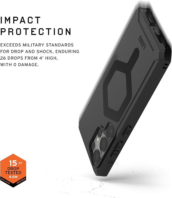 URBAN ARMOR GEAR UAG Designed for Samsung Galaxy S25 Ultra Case 6.9" Essential Armor - Compatible with Magnetic Charging Rugged Military Drop Tested Anti-Slip Protective Cover, Black