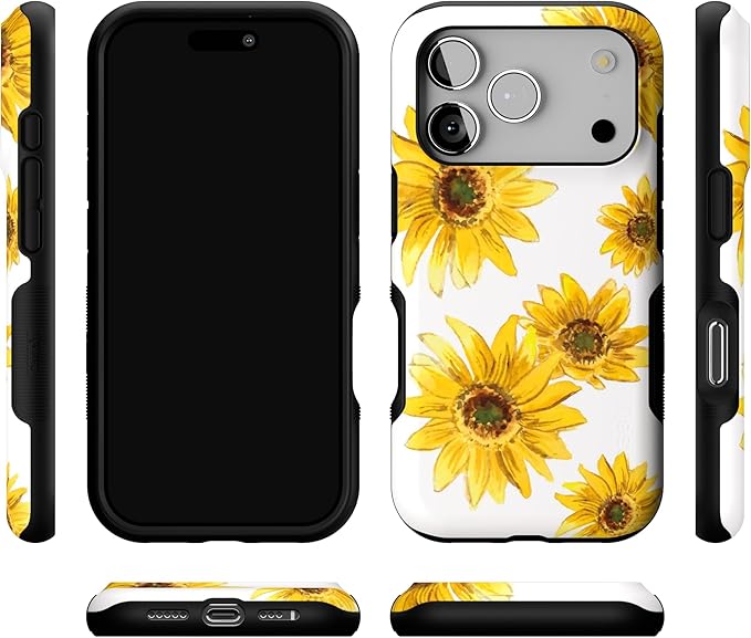 Casely iPhone 17 Pro Case | Golden Garden | Yellow Sunflower | Bold Protective Design | Compatible with MagSafe