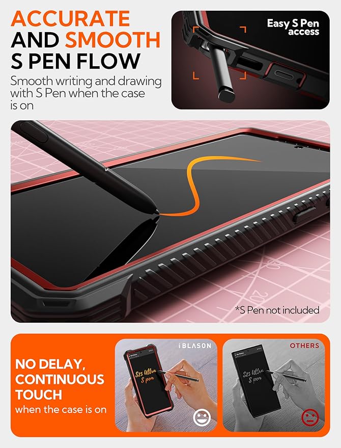 i-Blason Armorbox for Samsung Galaxy S25 Ultra Case MagSafe with Camera Cover Stand [Military Protection] Full-Body Heavy Duty Magnetic Phone Case with Screen Protector for S25 Ultra 6.9 inch, Red