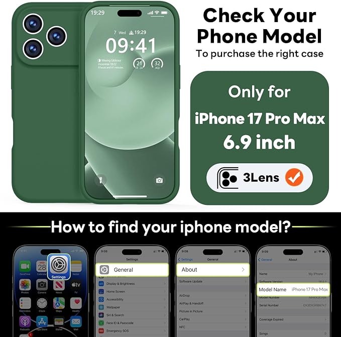 Vooii Magnetic Compatible with iPhone 17 Pro Max Case (Compatible with Magsafe) (Upgraded Camera Protection) Liquid Silicone Shockproof Full Body Protective Phone Cover for Women Men, Green, 6.9”