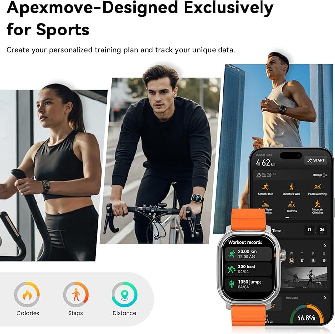 KOSPET Pulse Smart Watches for Men, Bluetooth Call/Answer, 25 Days Battery Life, 1.96 inch AMOLED, 24/7 Heart Rate & Sleep Monitoring, Compatible for Android & iOS, for Men (Silver)