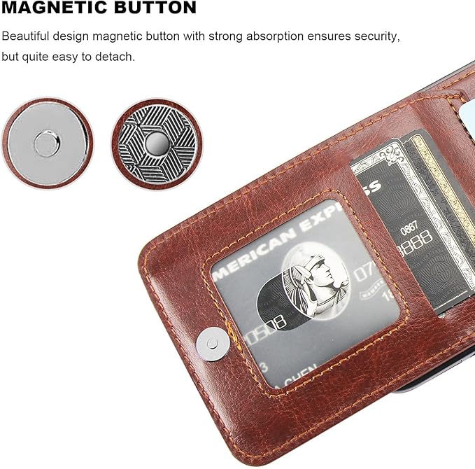 KIHUWEY for Samsung Galaxy S24 Plus Case Wallet with Credit Card Holder, Flip Premium Leather Magnetic Clasp Kickstand Heavy Duty Protective Cover for Samsung Galaxy S24 Plus 6.7" (Brown)