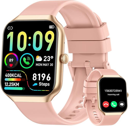 Smart Watch for Women Answer/Make Calls, 1.96" Fitness Watch with Heart Rate Monitor Sleep Monitor, 113 Sports Activity Tracker with IP68 Waterproof, Step Counter, Smartwatch for Android/iOS, Rosegold
