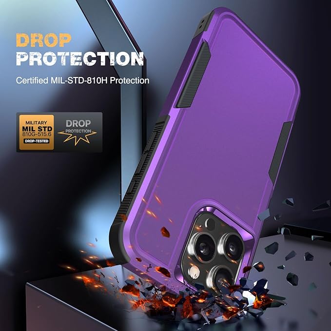 Diaclara Designed for iPhone 15 Pro Max Case, [with Privacy Screen Protector] [Anti Spy] [Military Grade Drop Protection] Heavy Duty Full-Body Shockproof Phone Case, Purple