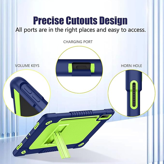 for Lenovo Tab P12 Case,for Lenovo Tab P12 12.7 Inch Tablet Case,Heavy Duty Kids Shockproof with Kickstand Shoulder Strap Cover for Lenovo Tab P12 2023/2024/Xiaoxin Pad Pro (Navy/Green)