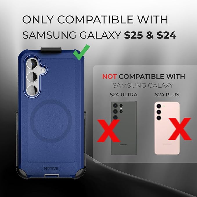 MOTIVE Compatible with Samsung Galaxy s25 Phone case, [15FT Military Grade Drop Protection] with Screen Protector, Protective Samsung s25 Holster Case 6.2" [Fits s24 Phone] Blue