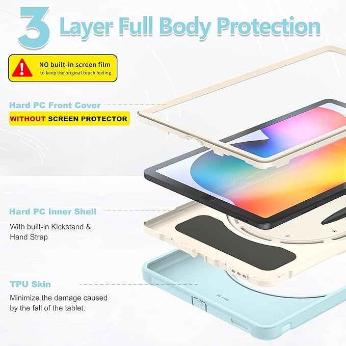 BATYUE Case for Samsung Galaxy Tab S6 Lite 10.4 Inch 2024/2022/2020 (SM-P610/P613/P615/P619/P620/P625/P627), Protective Rugged Cover with Stand, for Kids, Boys, Girls, Frozen Blue