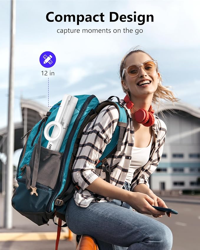 UBeesize Magnetic Tripod for iPhone with Remote, 64’’ Extendable Phone Stand for Video Recording/Vlogging, N52 Strong Holder for iPhone 12-17/Android, Portable Travel Selfie Stick Tripod(White)