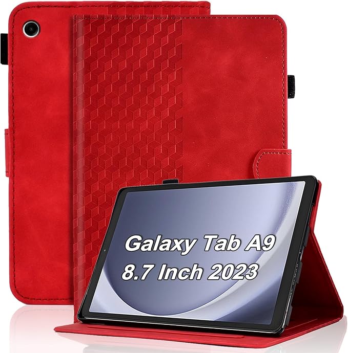 Case for Samsung Galaxy Tab A9 8.7 Inch Cover 2023 Magnetic PU Leather Folio Adjustable Stand Shell Foldable Card Holder Multi-Angle Galaxy Tab A9,Red