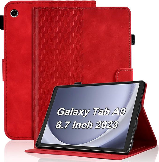 Case for Samsung Galaxy Tab A9 8.7 Inch Cover 2023 Magnetic PU Leather Folio Adjustable Stand Shell Foldable Card Holder Multi-Angle Galaxy Tab A9,Red