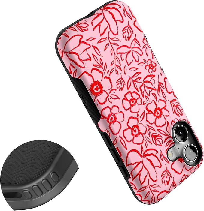 Casely iPhone 17 Case | Blush Garden | Floral Doodle | Bold Protective Design | Compatible with MagSafe