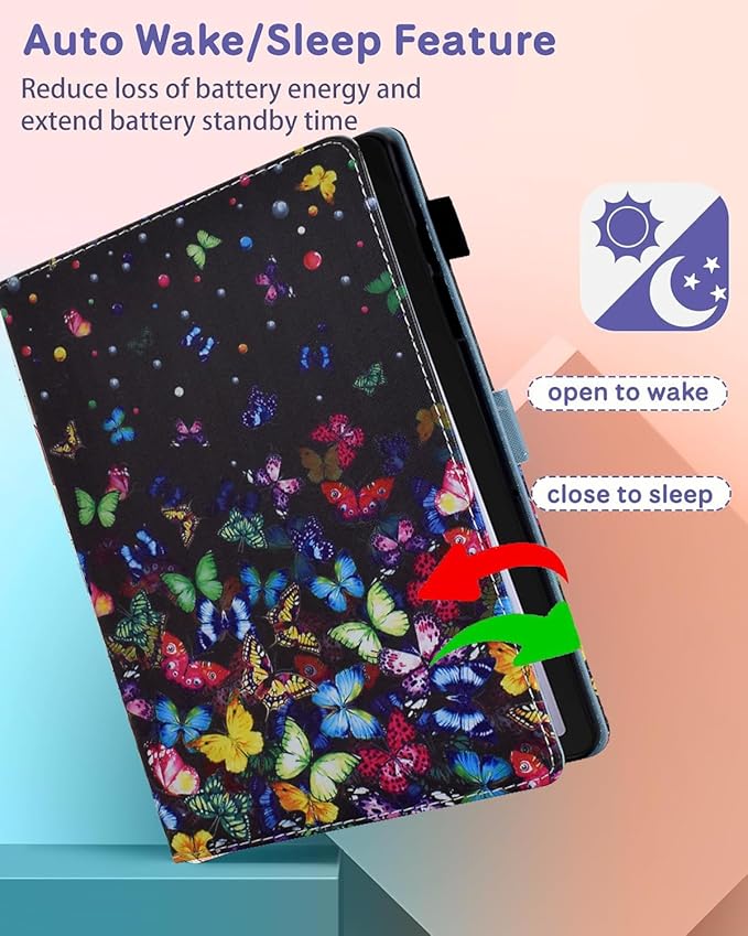 Case for Galaxy Tab A9+/A9 Plus 11 Inch 2024 (SM-X210/X216/X218), Funut PU Leather Folio Cover Multi-Angle Stand with Auto Wake/Sleep Case for Samsung Galaxy Tab A9 Plus/A9+ Tablet, Colorful Butterfly