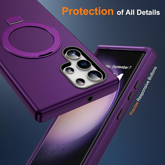 Designed for Samsung Galaxy S23 Ultra Case with Magnetic Ring Stand [Compatible with Mag-Safe][Military Grade Drop Protection][Build in Kickstand] Shockproof S23 Ultra Phone Case 6.8",Purple