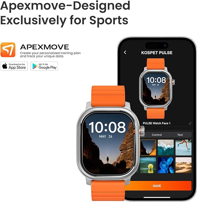 KOSPET Pulse Smart Watches for Men, Bluetooth Call/Answer, 25 Days Battery Life, 1.96 inch AMOLED, 24/7 Heart Rate & Sleep Monitoring, Compatible for Android & iOS, for Men (Silver)