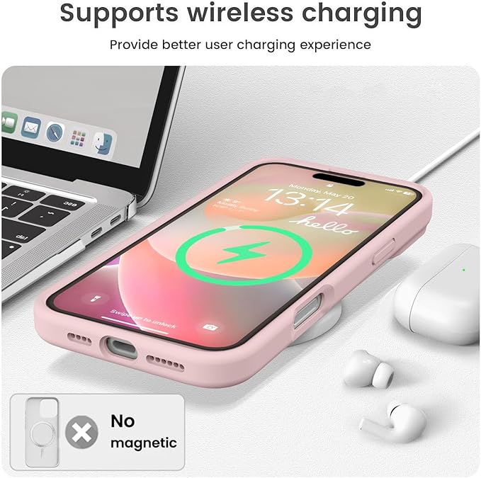 Vooii Compatible with iPhone 16 Pro Max Case, Liquid Silicone Upgrade [Camera Protection] [Soft Anti-Scratch Microfiber Lining] Shockproof Phone Case for iPhone 16 Pro Max 6.9 inch - Pink Sand