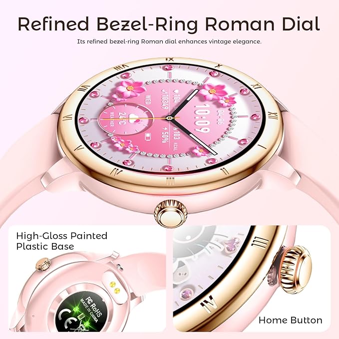 EIGIIS Android Smart Watches for Women 1.27" HD Roman Dial Sports Watches Activity Trackers with Heart Rate Sleep Monitor Smartwatch for iPhone Fitness Tracker Reloj Inteligente para Mujer