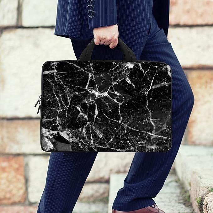 RICHEN 10 inches Messenger Bag Carrying Sleeve with Handle Accessory Pocket Fits 7 to 10-Inch Laptop/Notebook/ebooks/Kids Pad (7-10.2 inch, Black Marble)