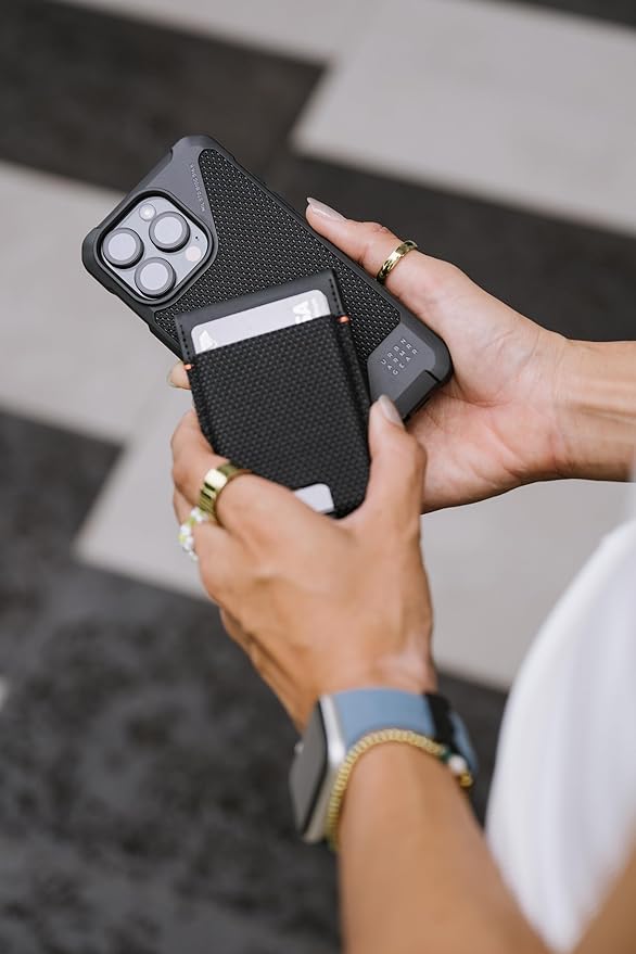 URBAN ARMOR GEAR UAG Slim Wallet Kevlar Black 6 Cards Holder with Kickstand RFID Blocking, Metropolis Magnetic Wallet Compatible with MagSafe for iPhone, Galaxy