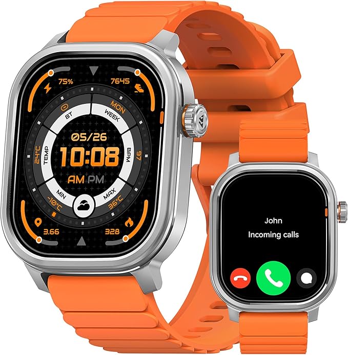 KOSPET Pulse Smart Watches for Men, Bluetooth Call/Answer, 25 Days Battery Life, 1.96 inch AMOLED, 24/7 Heart Rate & Sleep Monitoring, Compatible for Android & iOS, for Men (Silver)