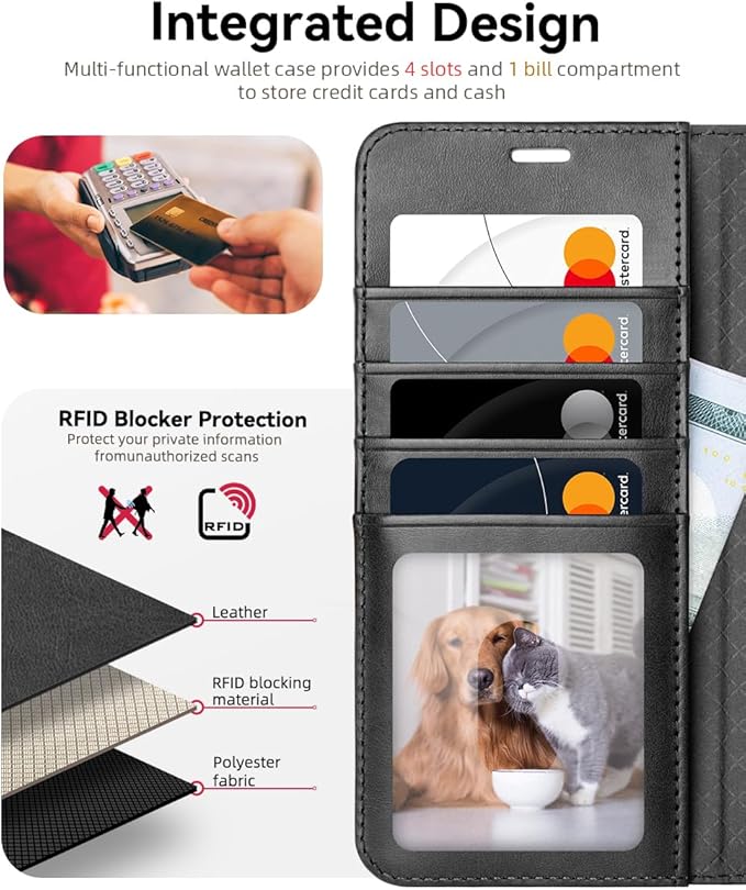 OCASE Compatible with Galaxy S25 FE Wallet Case, PU Leather Flip Folio Case with Card Holders RFID Blocking Kickstand [Shockproof TPU Inner Shell] Protective Phone Cover 2025, Graphite