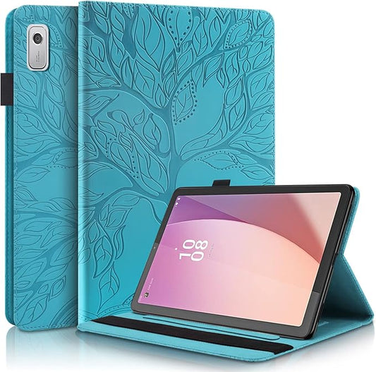 Case for Lenovo Tab M9 9.0 inch (TB-310FU, 2023 Released)，Slim Folding case Lightweight PU Leather Cover Flip Stand Shell with Card Holder for Lenovo Tab M9 9" 2023 Android Tablet-Turquoise