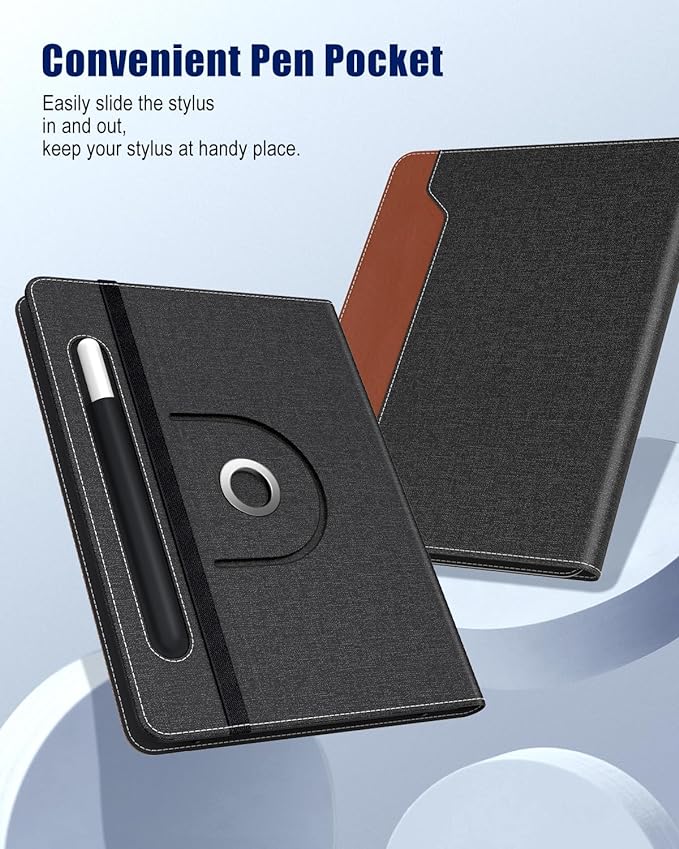 TiMOVO Universal Case for 9-11 Inch Tablet, 360 Degree Rotating Stand Protective Cover with Pen Pocket for 9 10 10.1 Inch Android Touchscreen Tablet, Black Brown