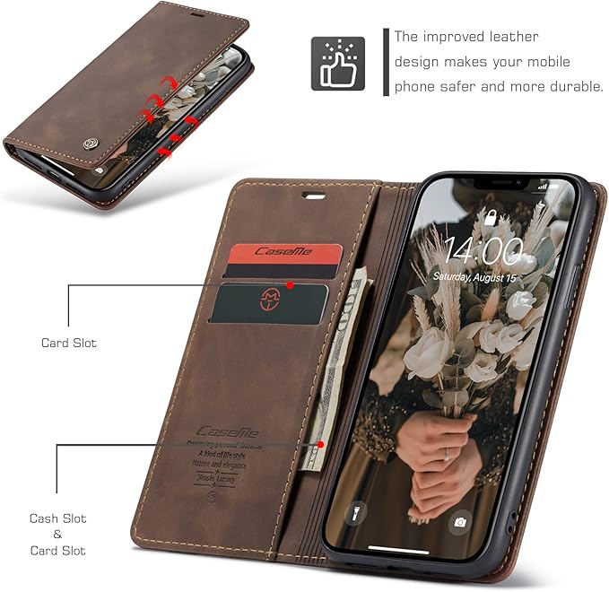for iPhone 11 Pro 5.8-Inch Case, Flip Wallet Leather Case with Card Holder Magnetic Closure Shockproof Kickstand Protective Phone Cases Cover for iPhone 11 Pro, Coffee
