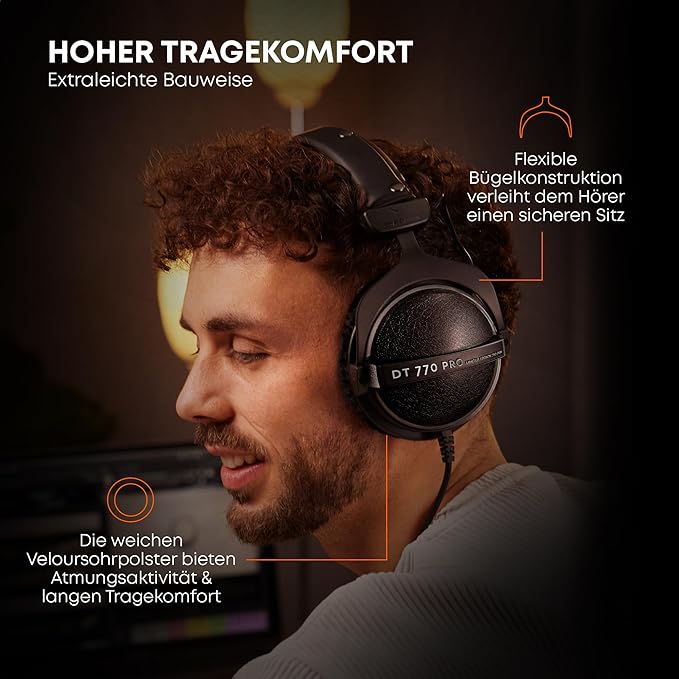 beyerdynamic DT 770 PRO 80 Ohm Over-Ear Studio Headphones in Gray. Enclosed design, wired for professional recording and monitoring