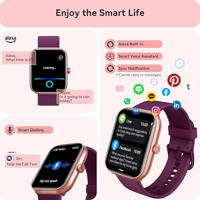 Smart Watch for Women Men, Smartwatch for iPhone & Android Bluetooth (Answer/Call) Built-in Alexa, 1.91" HD Fitness Tracker with 105+ Sport Modes, IP68 Waterproof, Sleep/Heart Rate/SpO2/Stress Monitor