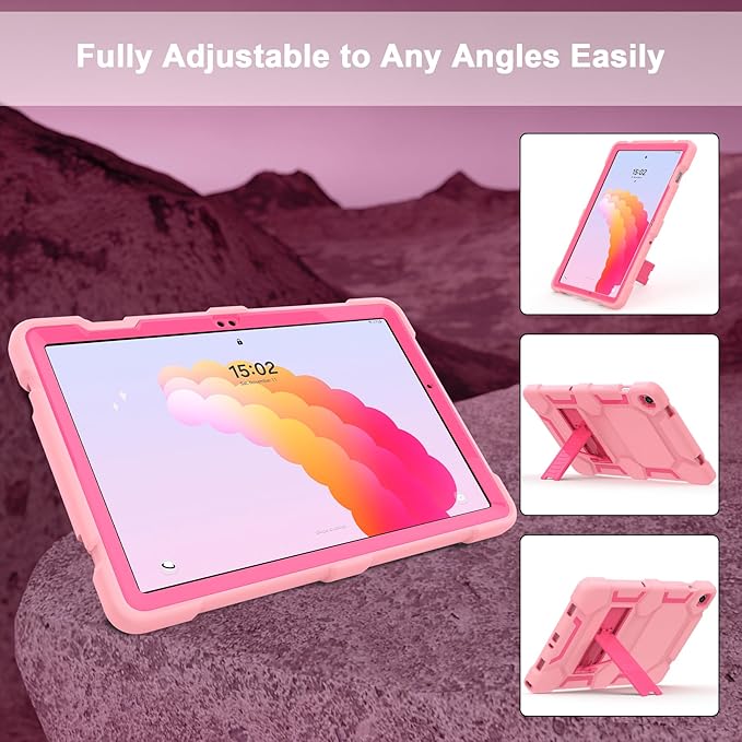 CCMAO Case for Samsung Galaxy Tab A9+ Case 11 Inch 2023 Model (SM-X210/X216/X218), Heavy Duty Shockproof Hybrid Three Layer Protective Cover for Kids Boys Girls, Rose Gold+Rose