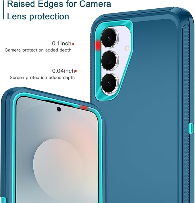for Samsung Galaxy S25 FE Case Heavy Duty Protective Shockproof Dropproof 3-Layer Full Body Protection [Without Screen Protector] Tough Rugged Case for Galaxy S25 FE,Turquoise