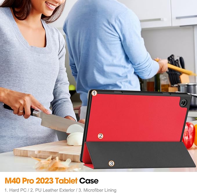 Case for TECLAST M40 Pro 10.1 inch Tablet, Folding Folio Ultra-Thin PU Leather Stand Case Cover for TECLAST M40 Pro / P20HD / P20S Red