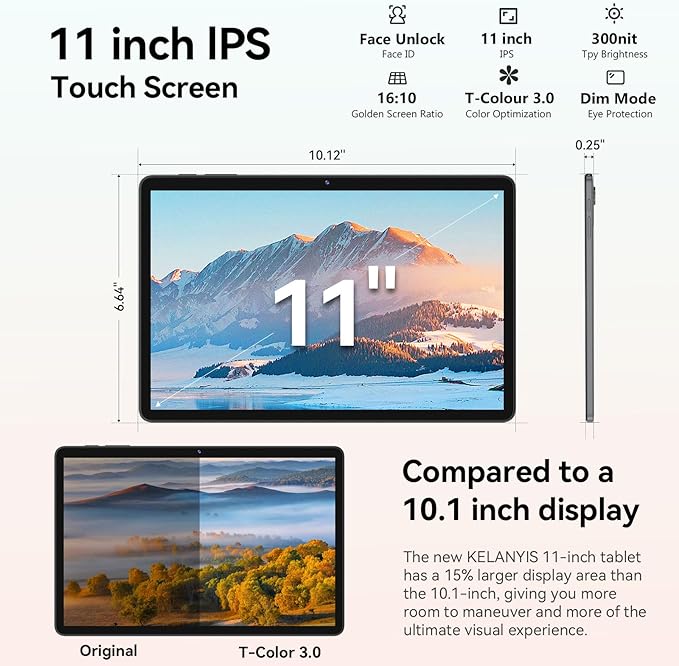 Tablet 11 inch Android 15 Tablets, 24GB RAM + 128 Storage(Expandable up to 2TB), Android Tablet with Case, Octa-Core, IPS HD Display, 13 MP Dual Camera, 8000mAh, 5GWiFi, GPS, Bluetooth 5.0 (Black)