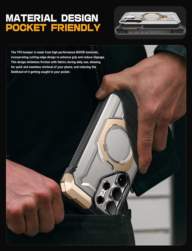 SUPCASE for Samsung Galaxy S25 Ultra Case with Stand (Unicorn Beetle Grip), [S Pen Friendly] [Compatible with MagSafe] [Military-Grade Protection] Magnetic Translucent Back Phone Case, Desert