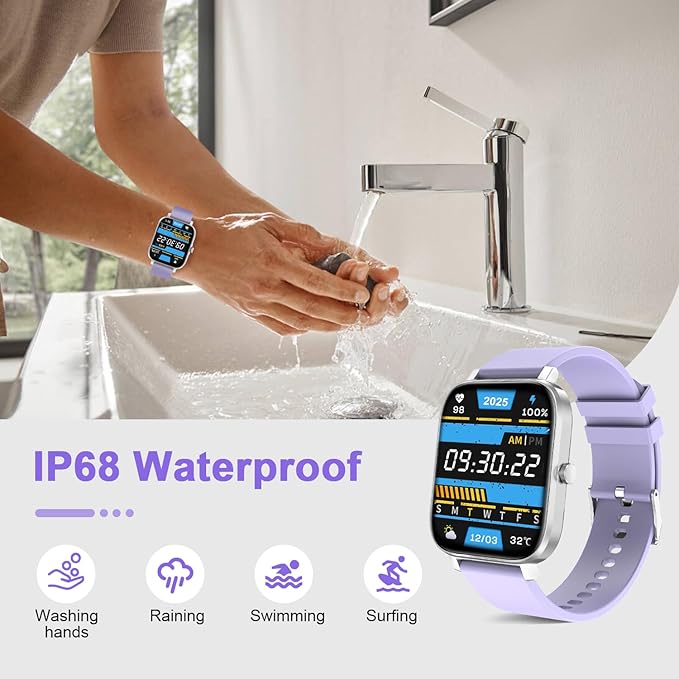 Smart Watch for Men Women Compatible with iPhone Samsung Android Phone 1.69“ Full Touch Screen Watch IP68 Waterproof Bluetooh Fitness Tracker Smart Watch with Heart Rate/Sleep Monitor