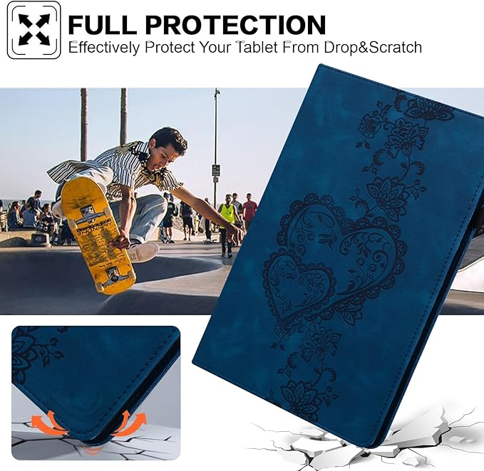 Case for Lenovo Tab M11/Tab K11 LTE 11" 2024 TB330FU Multi Angle Flip PU Leather Shockproof Case with Pencil Holder/Card Slots, Dark Blue