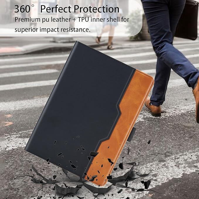 Case for Samsung Galaxy Tab S10 Lite/ S10 FE/ S9 FE 5G 10.9 Inch/Tab S9 11 Inch, PU Leather with Built-in S Pen Holder Magnetic Multi-Angle Stand Cover for Man,Woman,Black