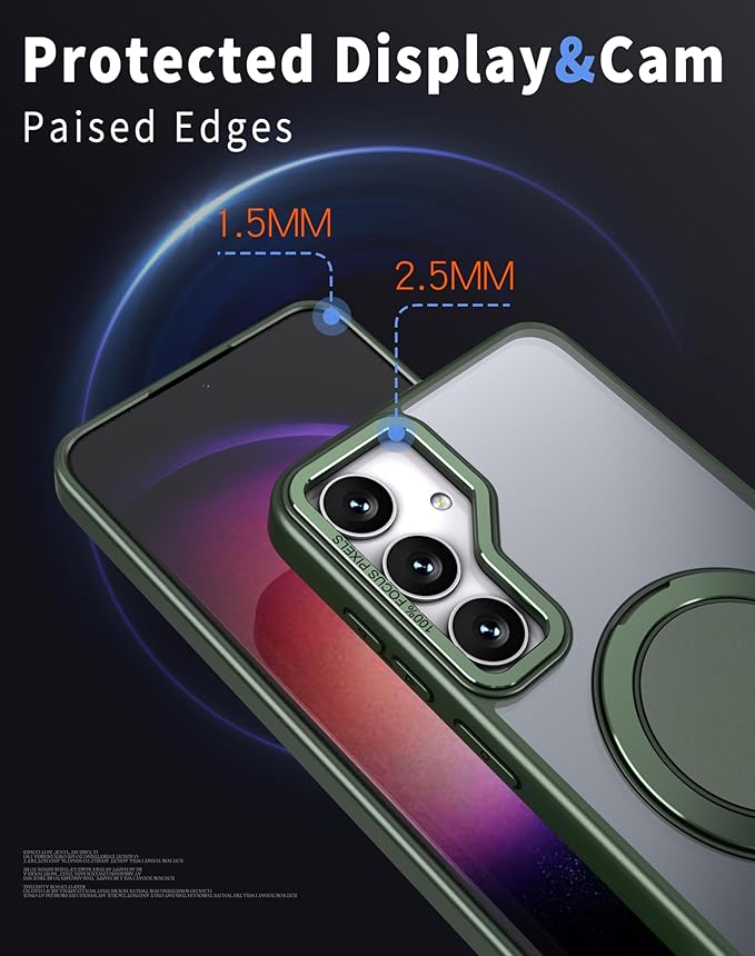 Magnetic Stand Case for Samsung Galaxy S24/S25 6.2" [with 2 Screen Protectors] [360° Rotation Magnetic Stand] [Compatible with Magsafe] Military-Grade Drop Protection Case, Green