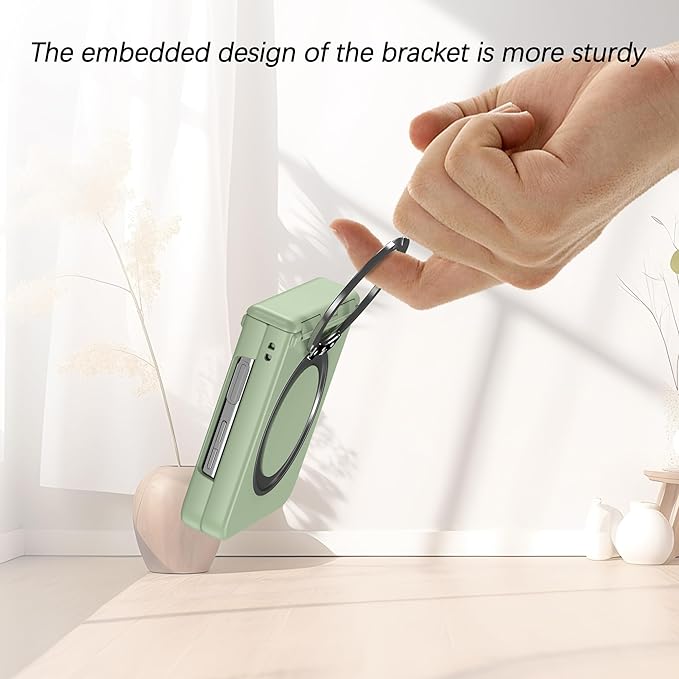 Magnetic Case for Samsung Galaxy Z Flip 6 Compatible with Magsafe, Built-in Kickstand & TPU Hinge Protection Flip 6 Case, Matte PC Cover Ultra Shockproof Phone Case for Z Flip6 (Light Green)