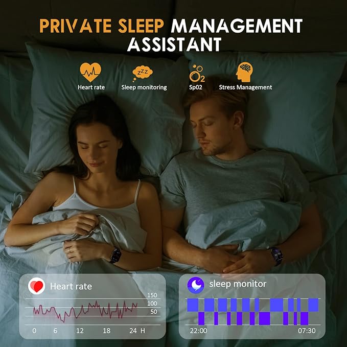 Smart Watch with Earbuds, 1.96“ Smartwatch for Android/iOS, Watches for Men Women IP67 Waterproof Fitness Tracker with Heart Rate Blood Oxygen Sleep Monitor, Sports Calls Message (Black)