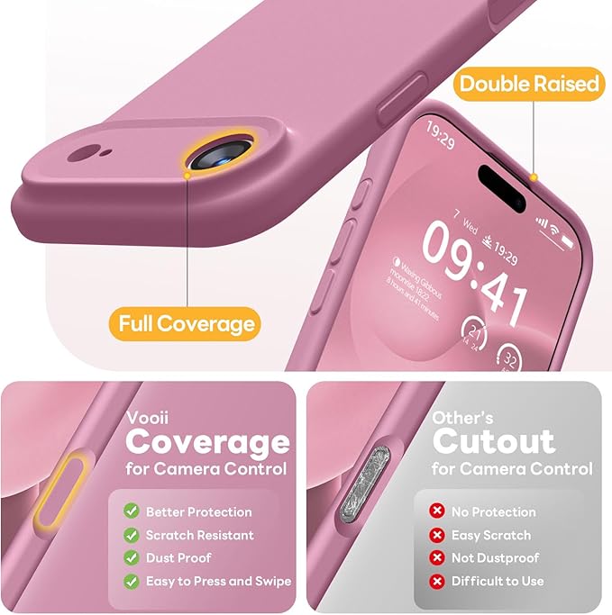 Vooii Magnetic Compatible with iPhone Air Case (Compatible with Magsafe) (Upgraded Camera Protection) Liquid Silicone Shockproof Full Body Protective Phone Cover for Women Men, Lavender Purple, 6.5"