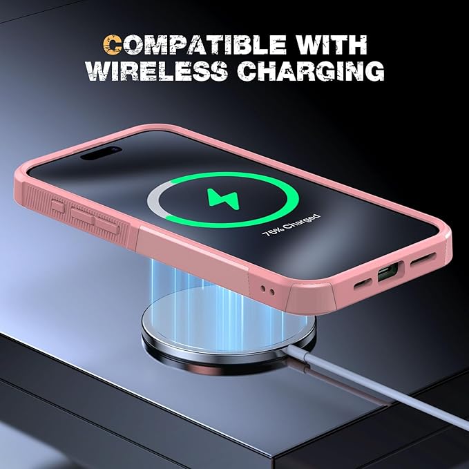 Diaclara Designed for iPhone 15 Pro Max Case, [with Privacy Screen Protector] [Anti Spy] [Military Grade Drop Protection] Heavy Duty Full-Body Shockproof Phone Case, Pink