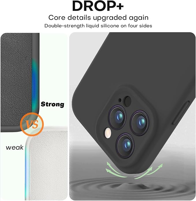 Vooii Compatible with iPhone 14 Pro Max Case, Liquid Silicone Upgrade [Camera Protection] [Soft Anti-Scratch Microfiber Lining] Shockproof Phone Case for iPhone 14 Pro Max 6.7 inch - Black