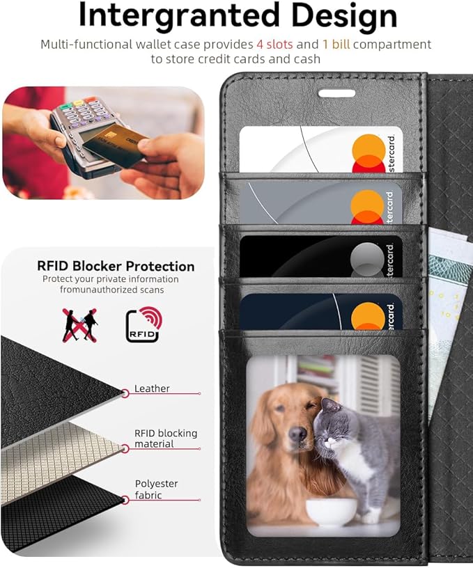 OCASE Compatible with Galaxy S25 Ultra Wallet Case, PU Leather Flip Folio Case with Card Holders RFID Blocking Kickstand [Shockproof TPU Inner Shell] Protective Phone Cover 2025, Black