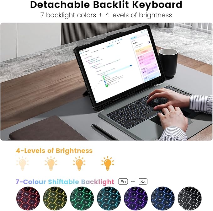 Nillkin for Samsung Galaxy Tab S9+ Plus Detachable Keyboard Case with 7 Backlit, Kickstand, Trackpad, S Pen Holder, for Samsung Tablet S10 Plus Keyboard (for Galaxy Tab S9 Plus - 12.4 inch)