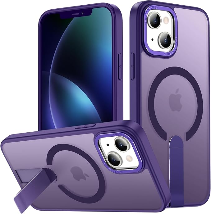 for iPhone 14 Case Compatible with Magsafe, Built-in Invisible Stand [Military Drop Protection] Strong Magnetic Shockproof Slim Protective Phone Case Cover for iPhone 14 6.1" (Purple)