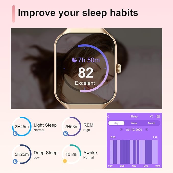 Smart Watch for Women Answer/Make Calls, 1.96" Fitness Watch with Heart Rate Monitor Sleep Monitor, 113 Sports Activity Tracker with IP68 Waterproof, Step Counter, Smartwatch for Android/iOS, Rosegold