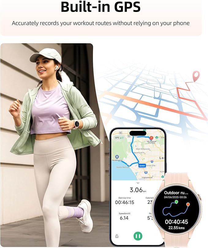 Parsonver Smart Watch for Women, Built-in GPS, Fitness Watch with Answer/Make Calls, 100+ Sport Modes, Heart Rate, Sleep Monitor, Pedometer, IP68 Waterproof, Smartwatch for Android & iPhone, Rose Gold