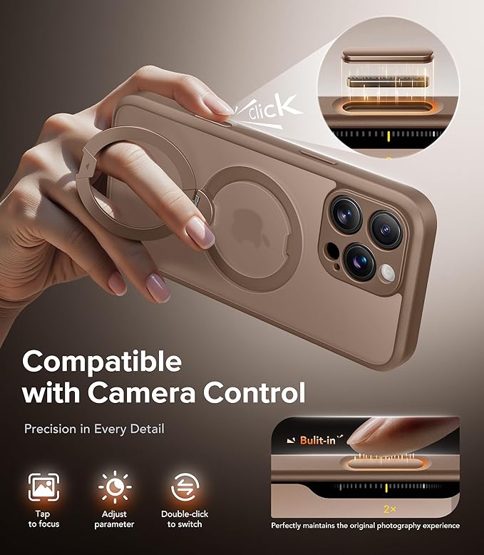 Magnetic for iPhone 16 Pro Max Case, [Unbreakable & Stable Stand] [Phone Case Compatible with MagSafe] [Military-Grade Protection] Slim Translucent Matte Shockproof Phone Cover, Rose Gold