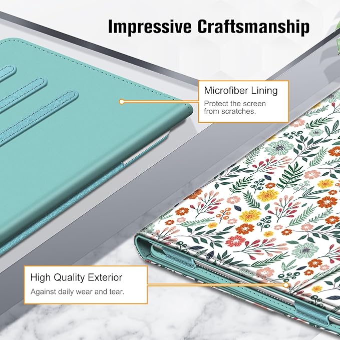 Fintie Case for iPad 9th / 8th / 7th Generation (2021/2020/2019) 10.2 Inch - [Corner Protection] Multi-Angle Viewing Stand Cover with Pocket & Pencil Holder, Auto Sleep Wake, Spring Bloom